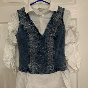 Rhinestone denim Venus Blouse